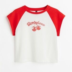 H&M Cherry Crop Top Size XL